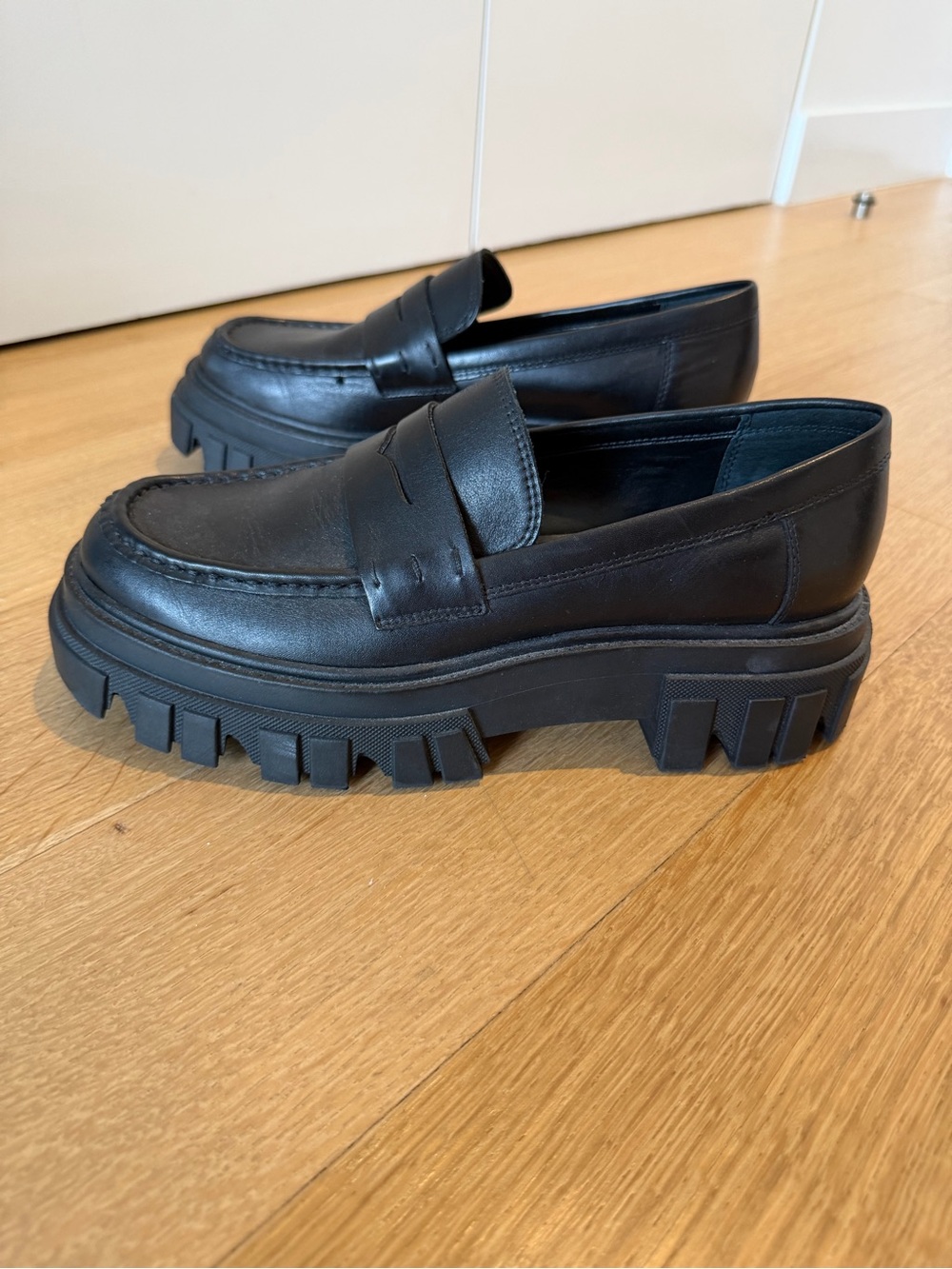 Marc Fisher Black Chunky Loafers, Size 8.5